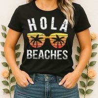 Hola Beaches Funny Beach Vacation Women's T-Shirt thumb 2