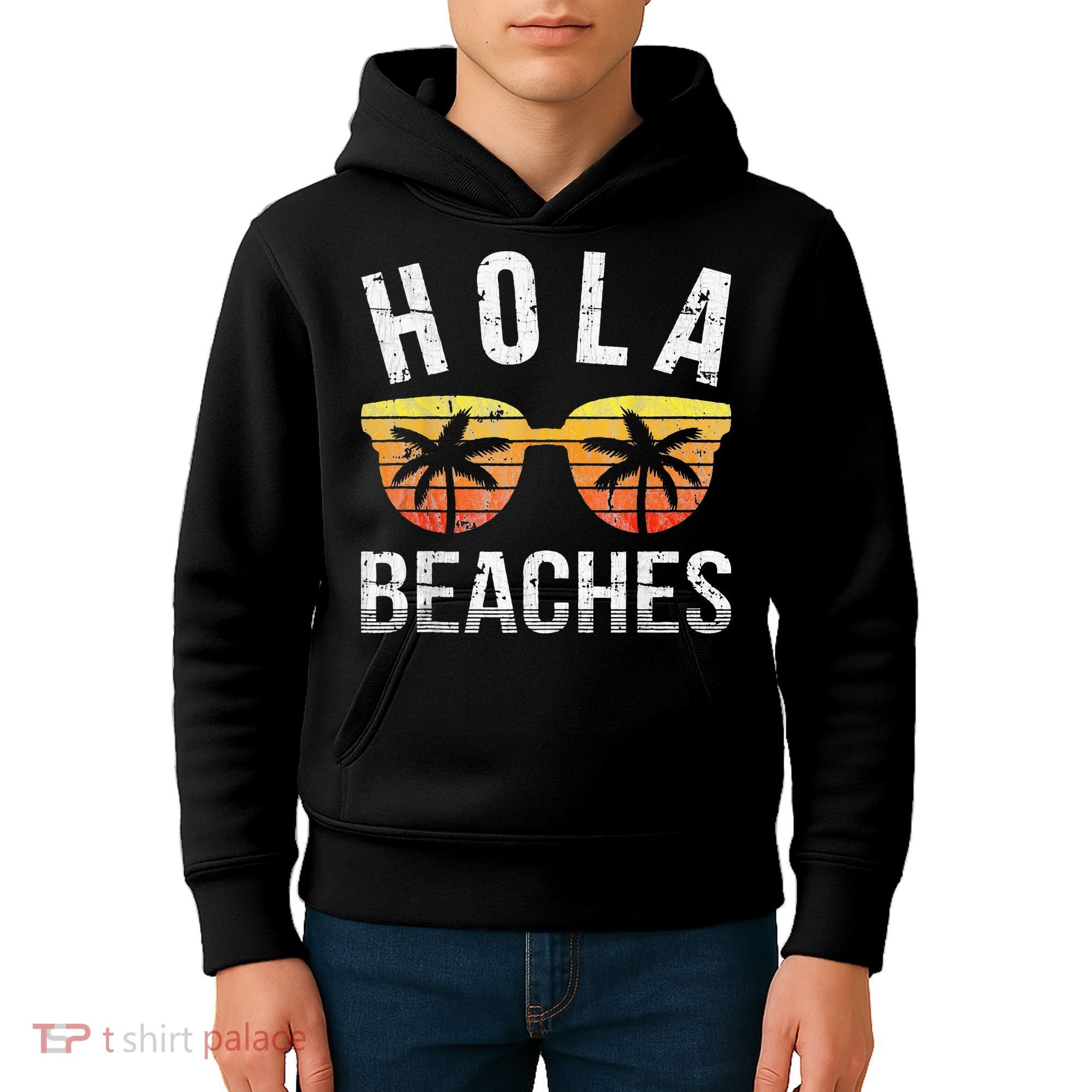 Hola Beaches Funny Beach Vacation Kids Hoodie