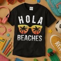 Hola Beaches Funny Beach Vacation Kids T-Shirt thumb 3