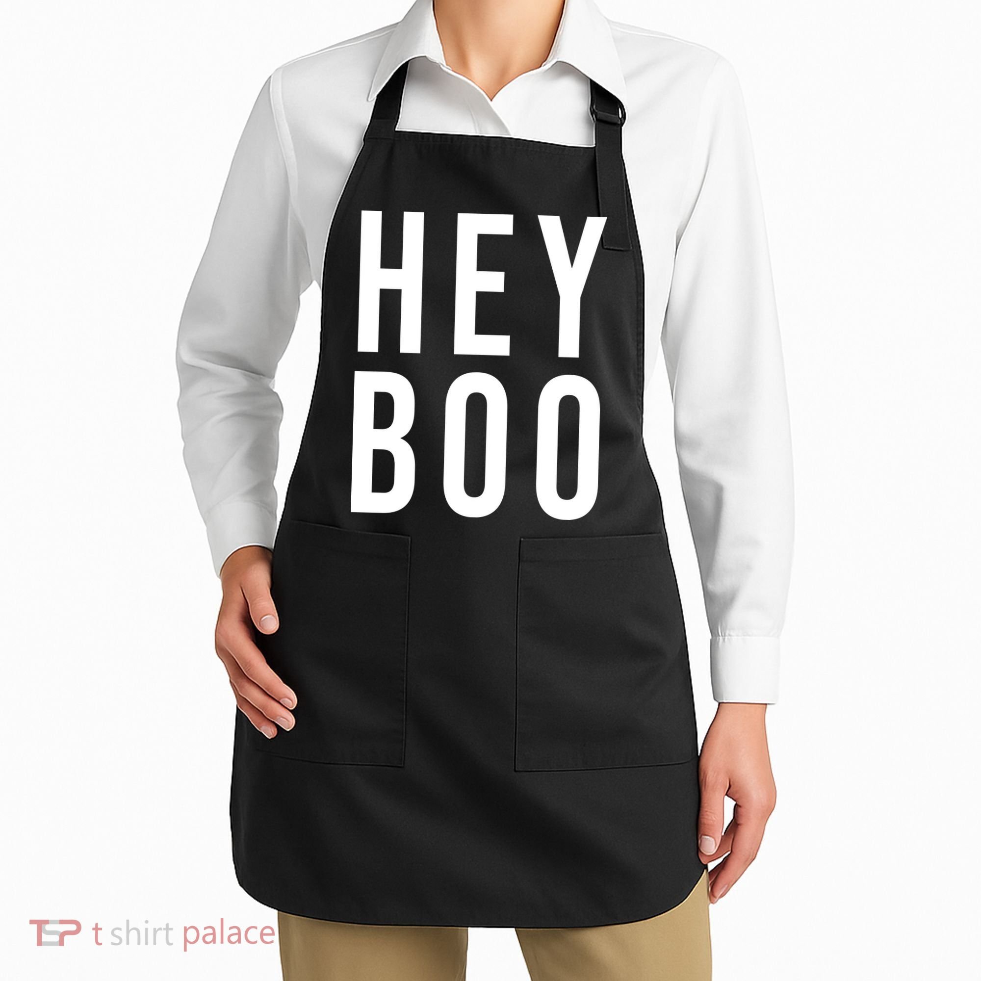 Hey Boo Funny Halloween Festive Apron