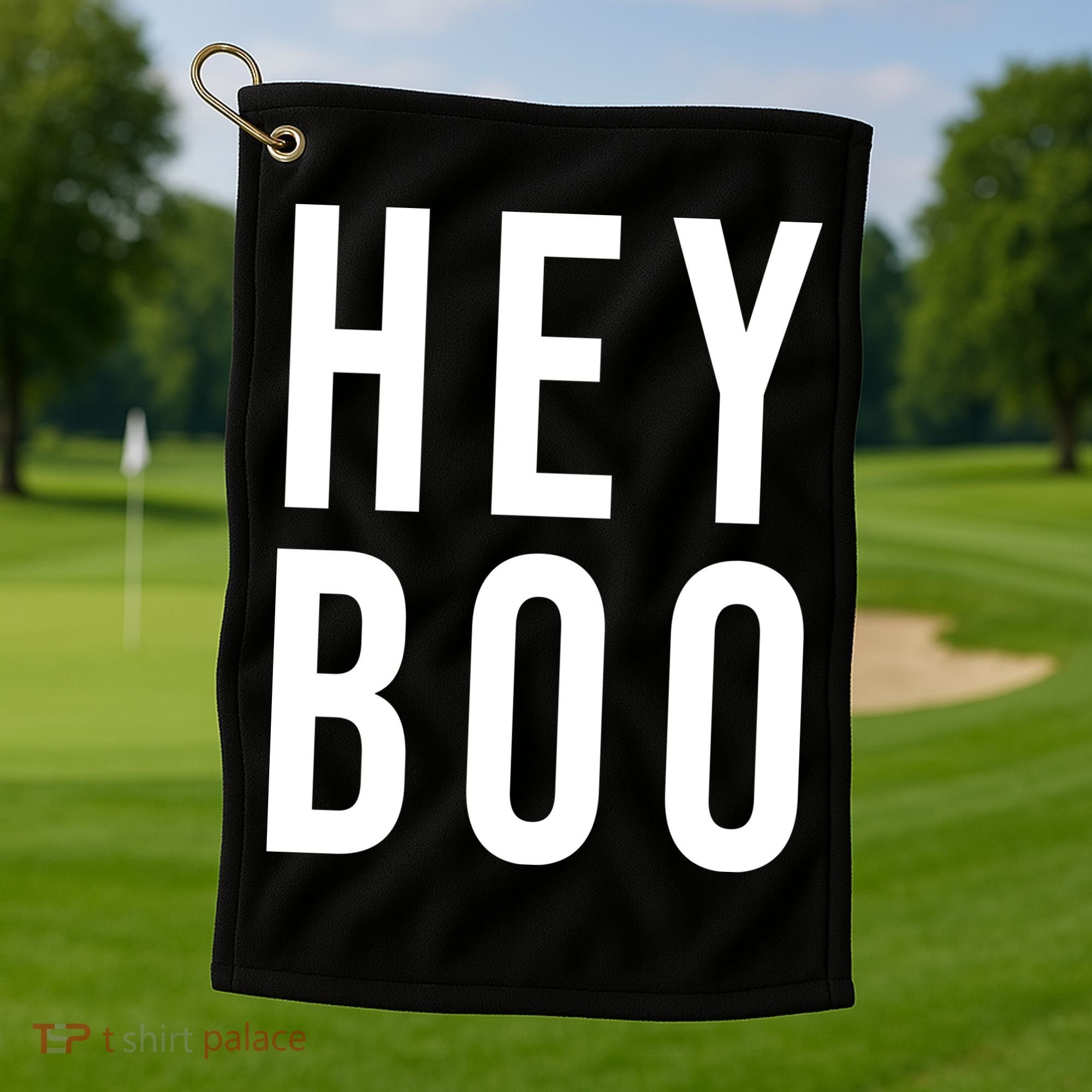 Hey Boo Funny Halloween Festive Golf Towel