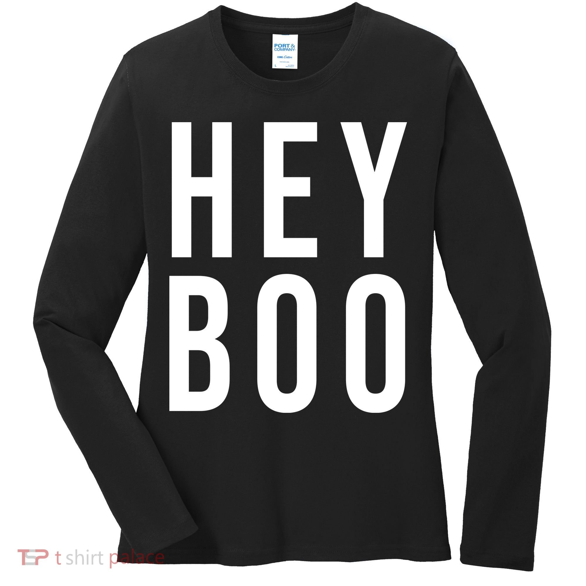 Hey Boo Funny Halloween Festive Women's Long Sleeve Shirt