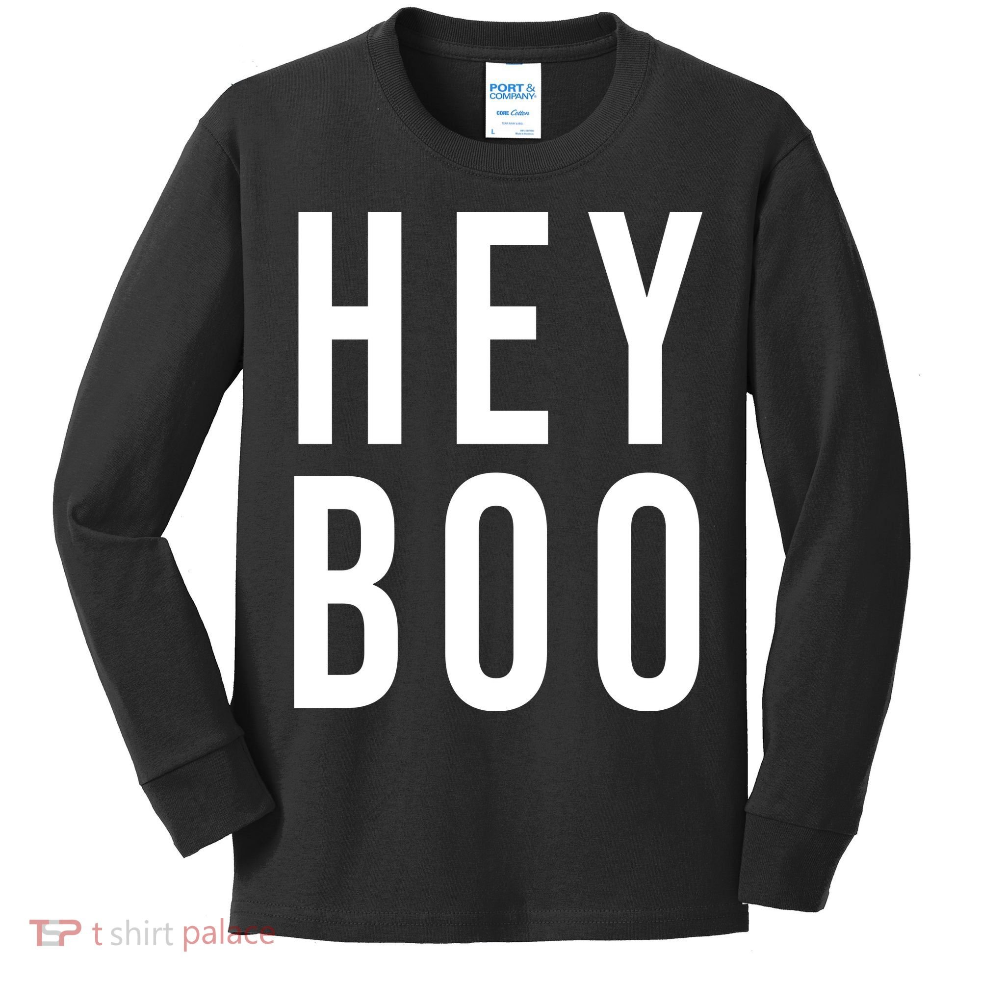 Hey Boo Funny Halloween Festive Kids Long Sleeve Shirt