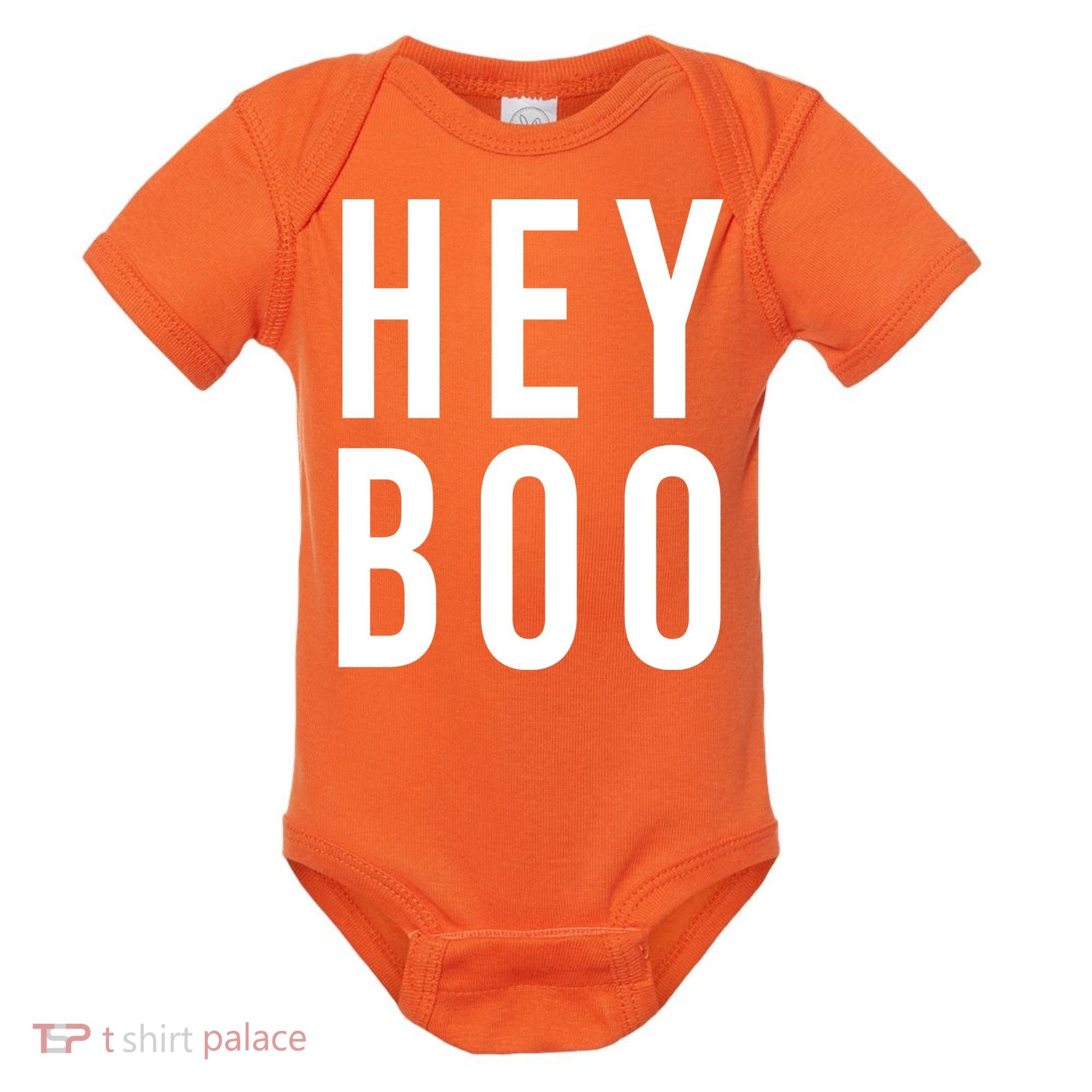 Hey Boo Funny Halloween Festive Baby Bodysuit
