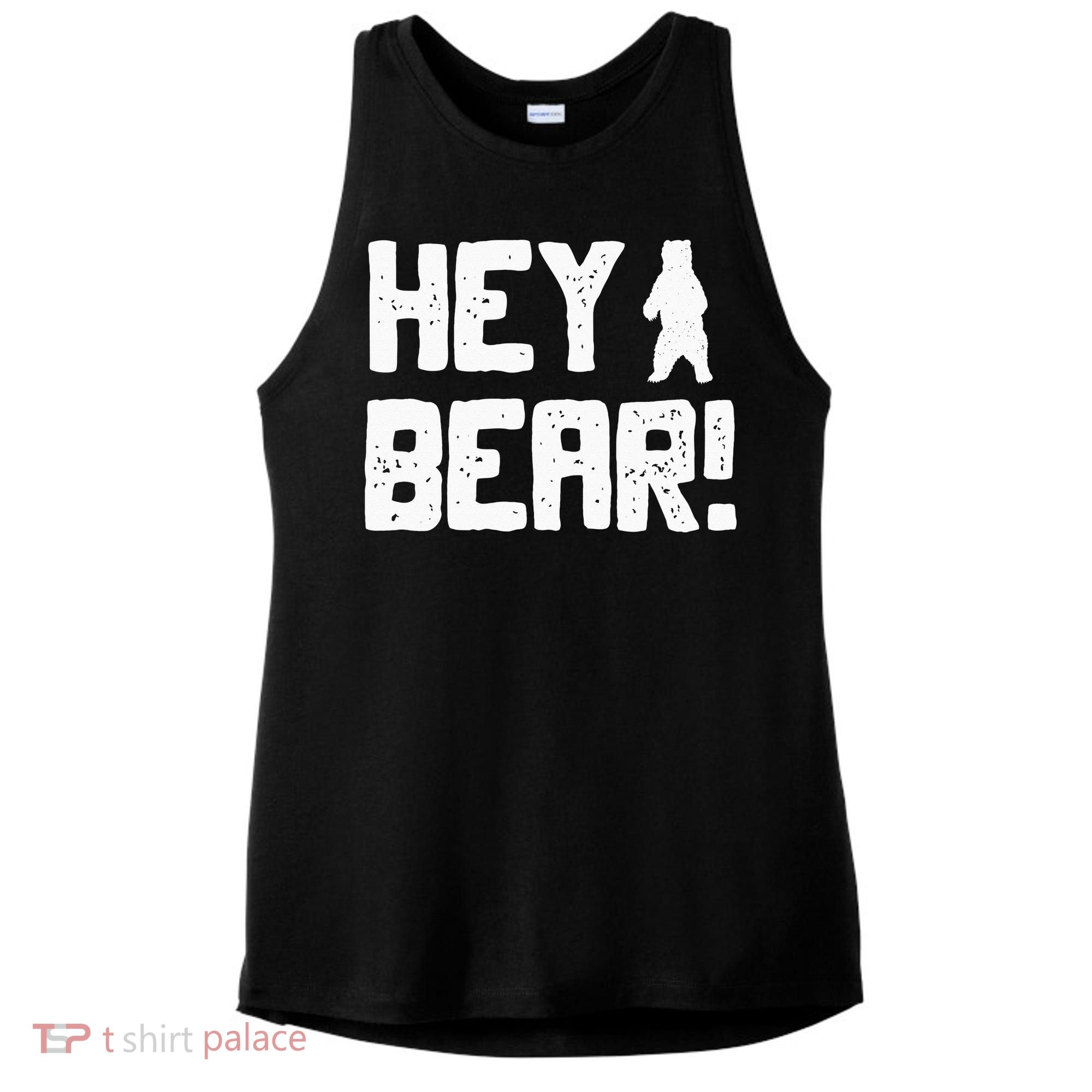 Hey Bear! Funny Hiking Outdoors Black Grizzly Bear Survival Ladies PosiCharge Tri-Blend Wicking Tank