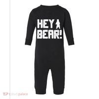 Hey Bear! Funny Hiking Outdoors Black Grizzly Bear Survival Infant Fleece One Piece thumb 0