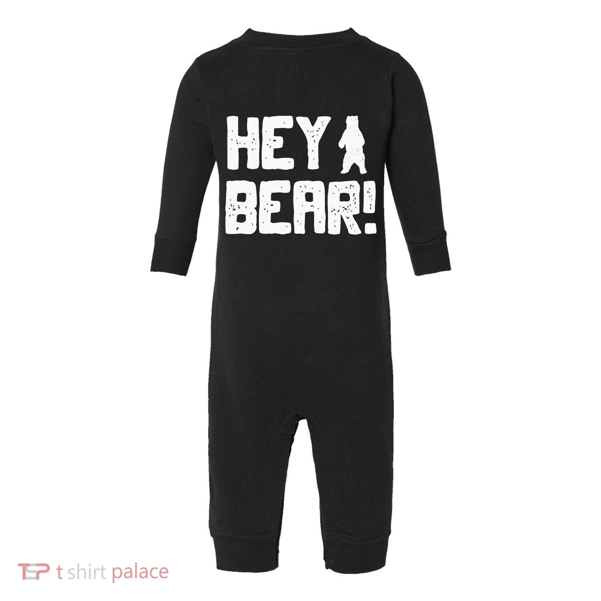 Hey Bear! Funny Hiking Outdoors Black Grizzly Bear Survival Infant Fleece One Piece