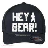 Hey Bear! Funny Hiking Outdoors Black Grizzly Bear Survival Flexfit Unipanel Trucker Cap thumb 0