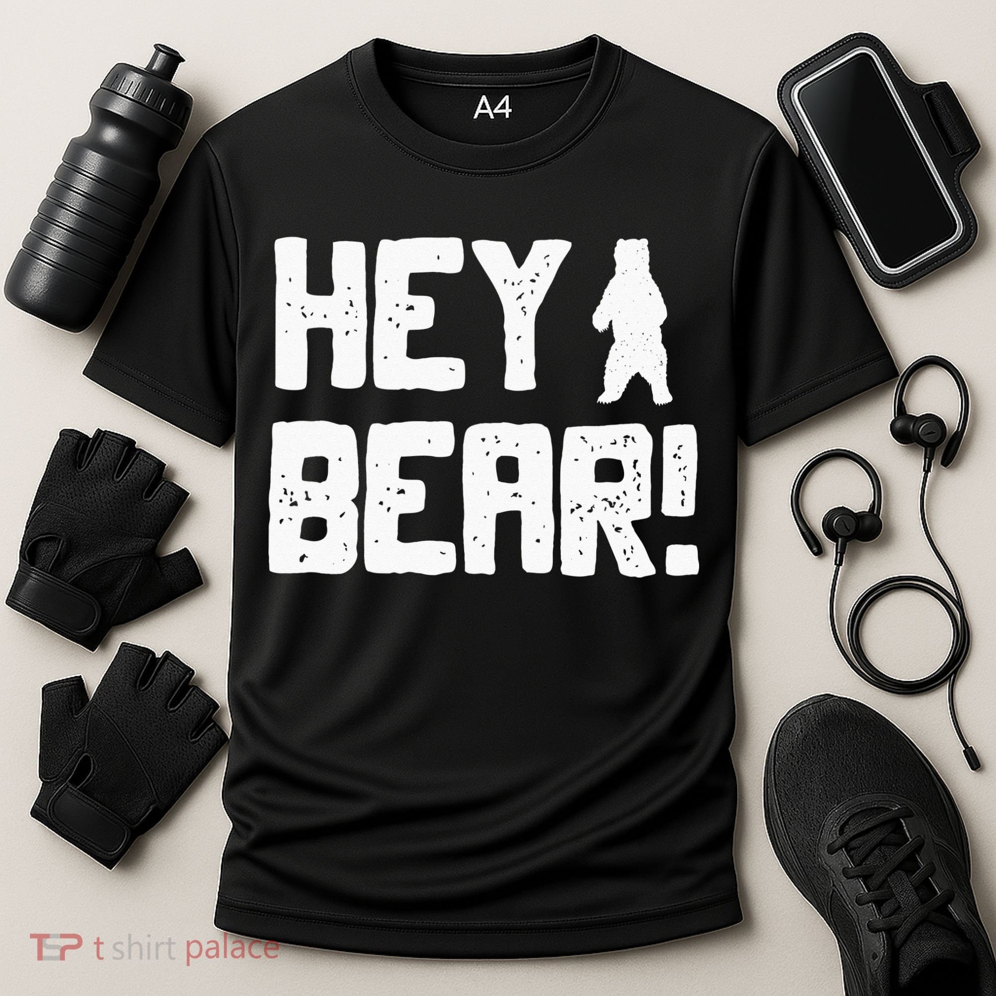 Hey Bear! Funny Hiking Outdoors Black Grizzly Bear Survival Cooling Performance Crew T-Shirt