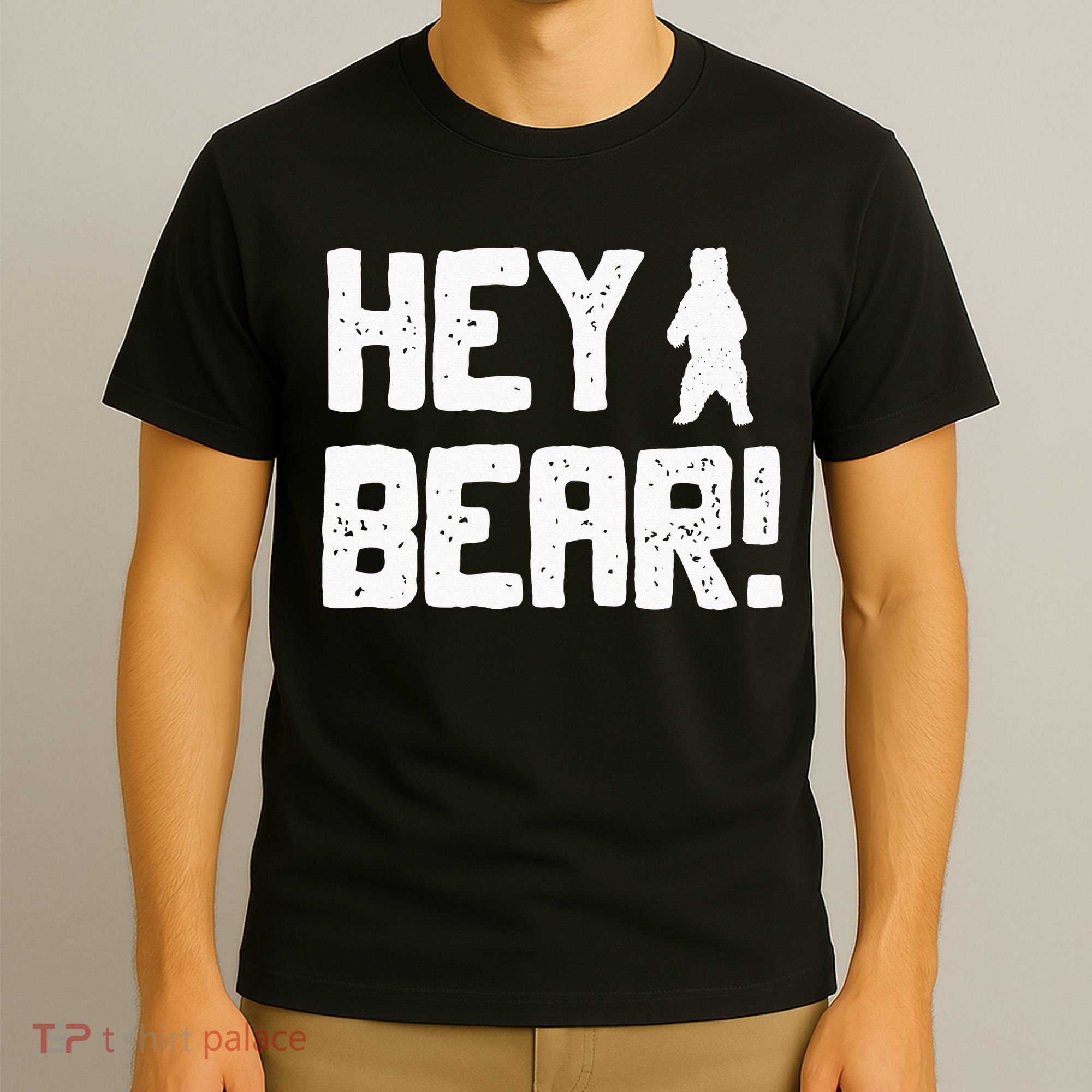 Hey Bear! Funny Hiking Outdoors Black Grizzly Bear Survival T-Shirt