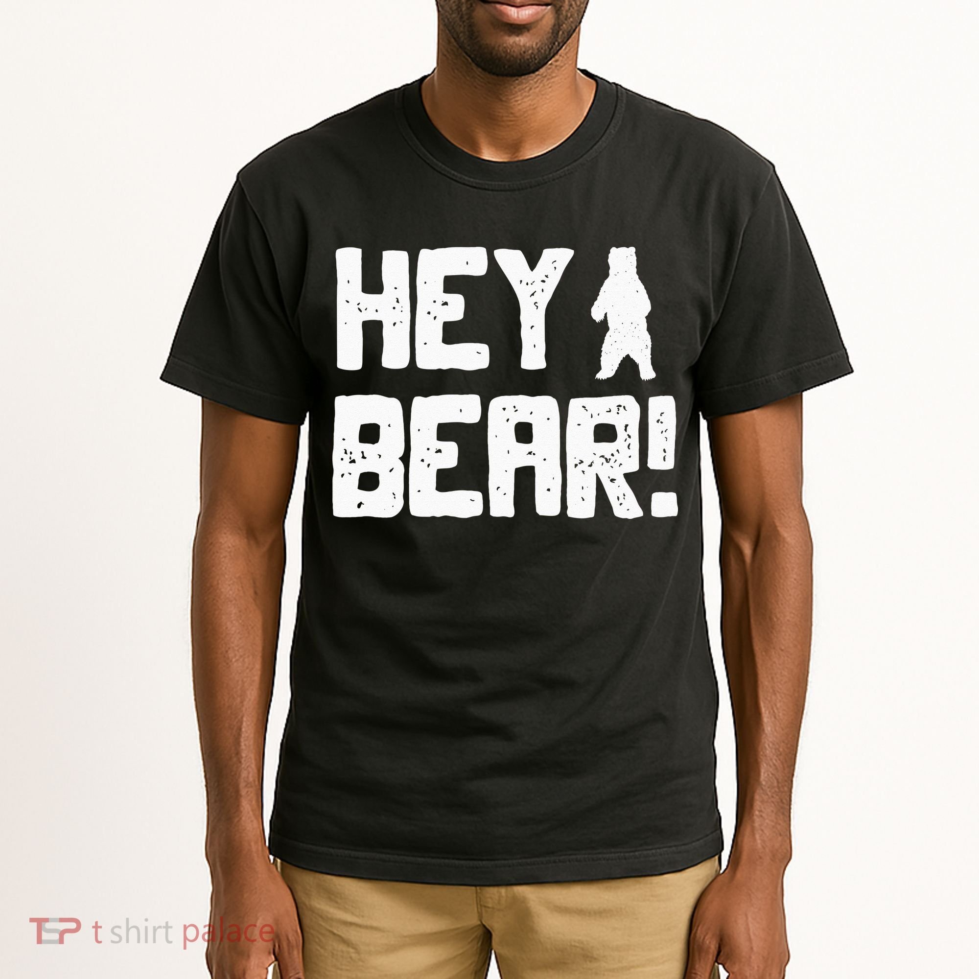Hey Bear! Funny Hiking Outdoors Black Grizzly Bear Survival Tall T-Shirt