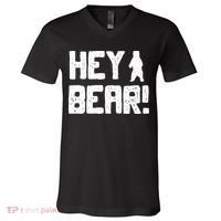 Hey Bear! Funny Hiking Outdoors Black Grizzly Bear Survival V-Neck T-Shirt thumb 0