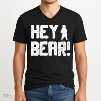 Hey Bear! Funny Hiking Outdoors Black Grizzly Bear Survival V-Neck T-Shirt thumb 2