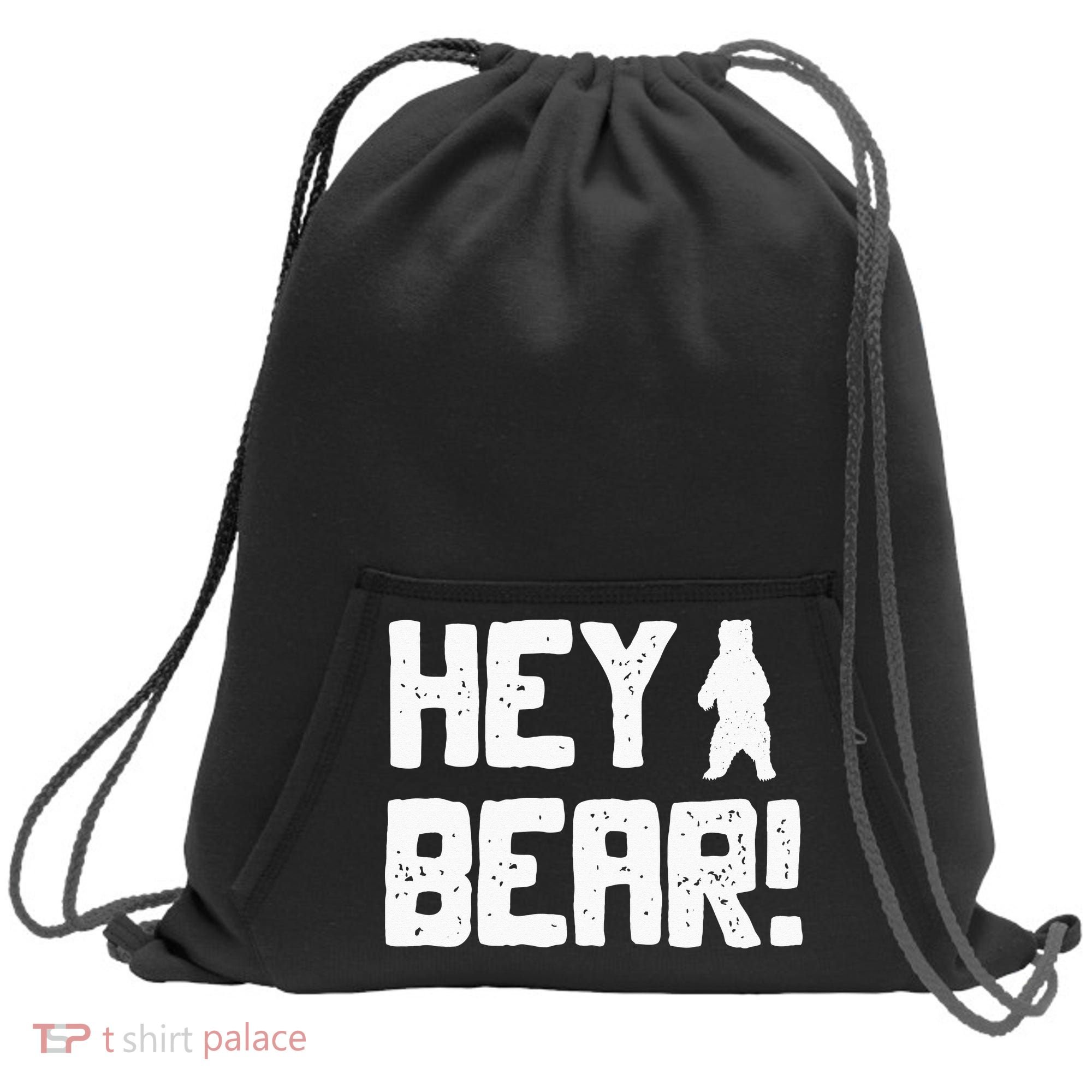 Hey Bear! Funny Hiking Outdoors Black Grizzly Bear Survival Sweatshirt Cinch Pack Bag