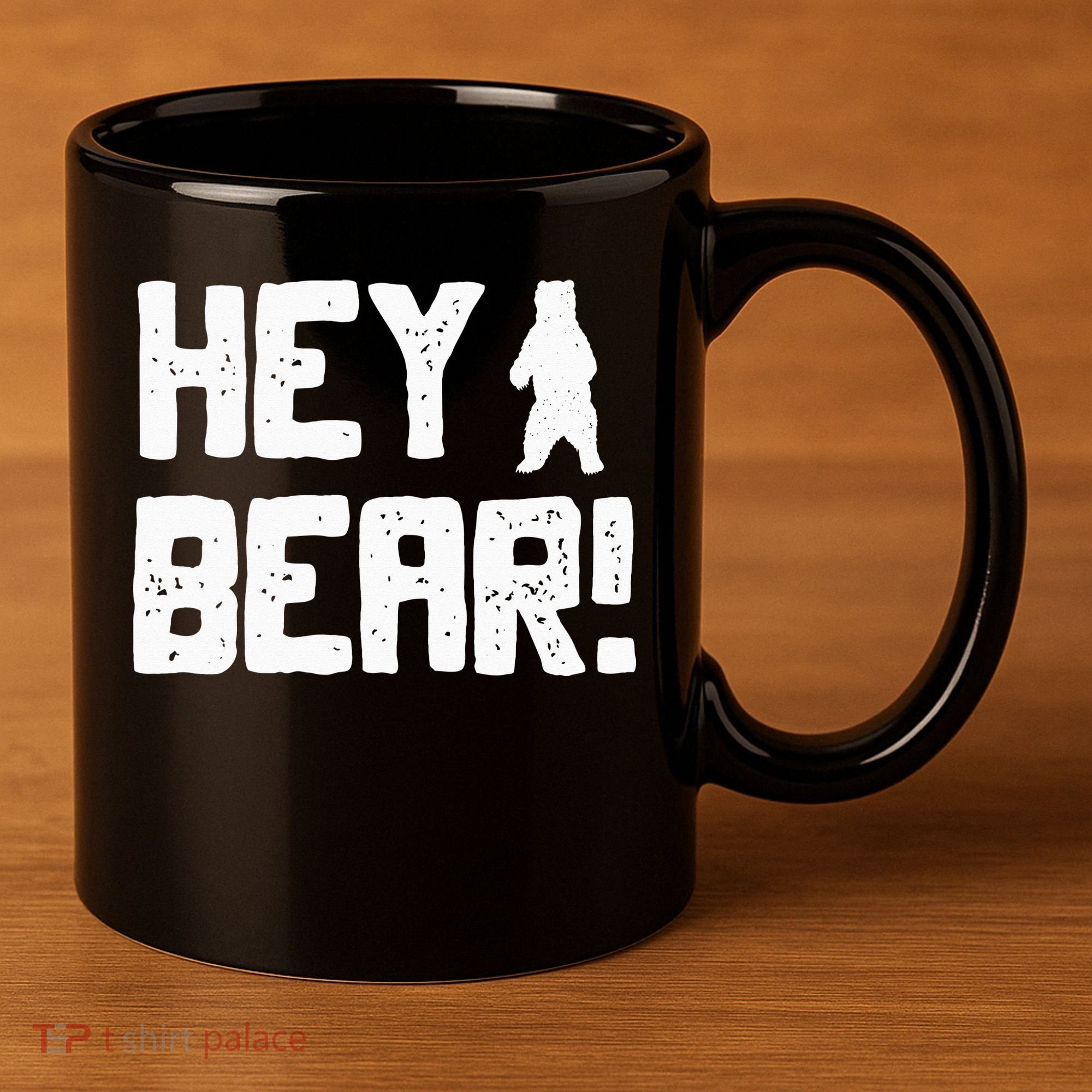 Hey Bear! Funny Hiking Outdoors Black Grizzly Bear Survival 11oz C Handle Ceramic Mug