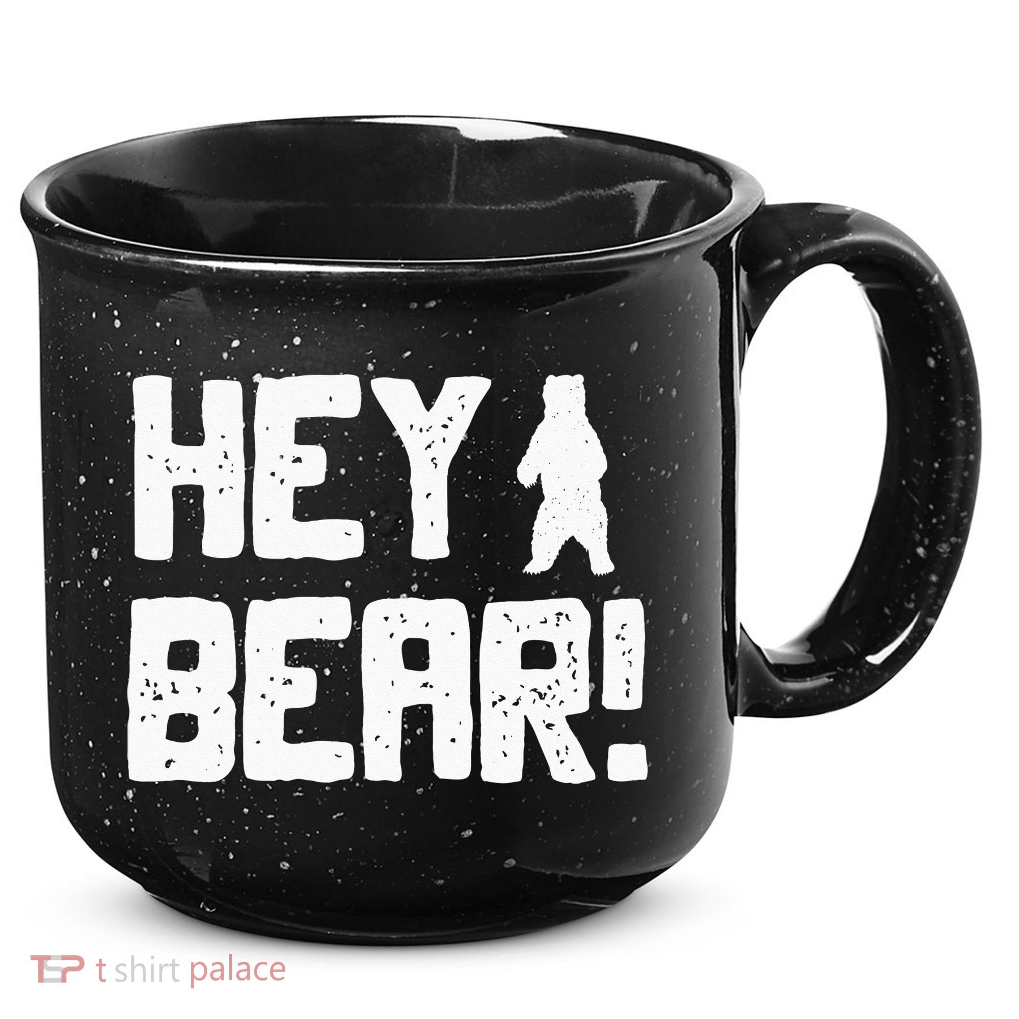 Hey Bear! Funny Hiking Outdoors Black Grizzly Bear Survival 15oz Campfire Ceramic Mug