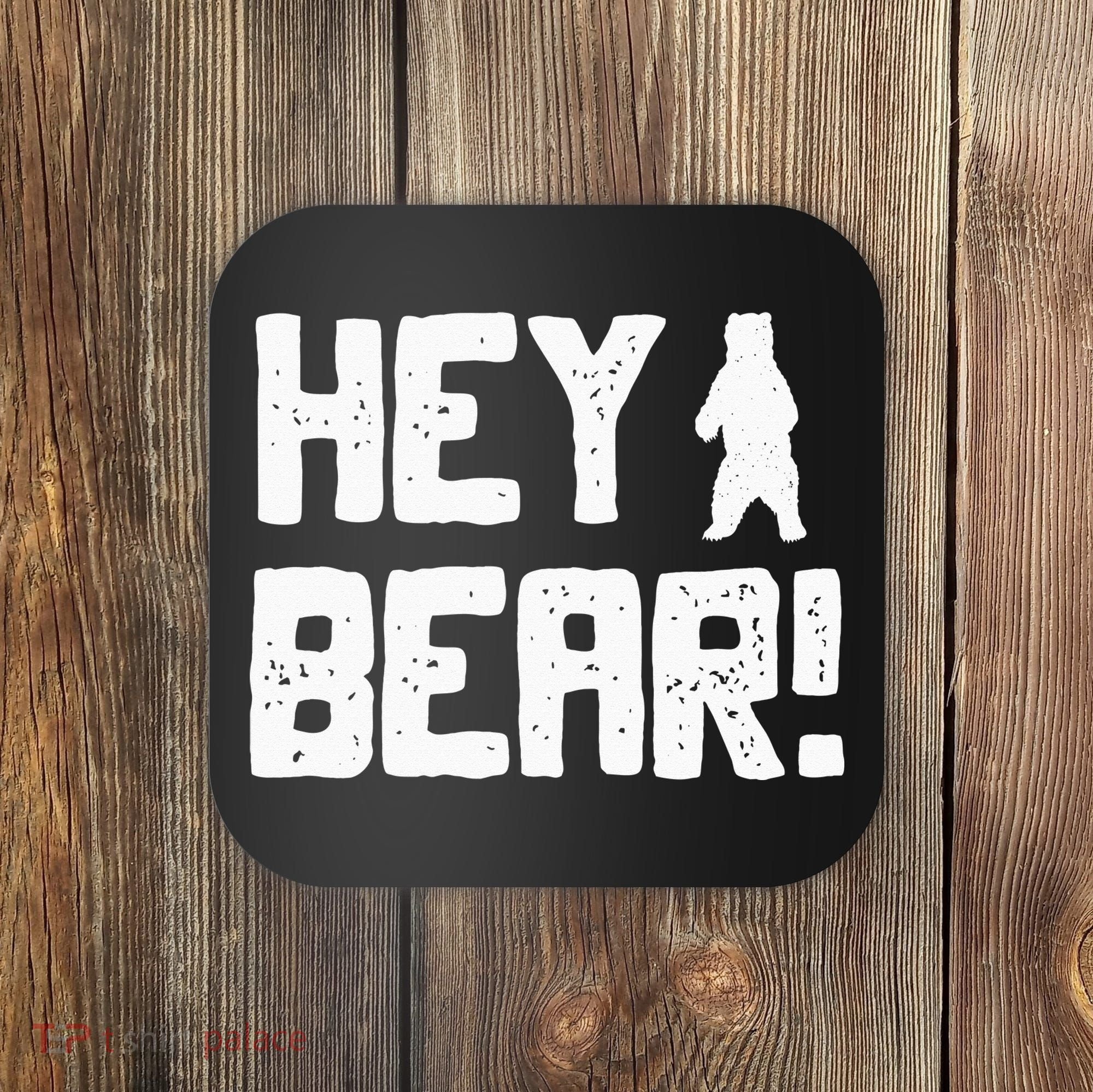 Hey Bear! Funny Hiking Outdoors Black Grizzly Bear Survival Coaster