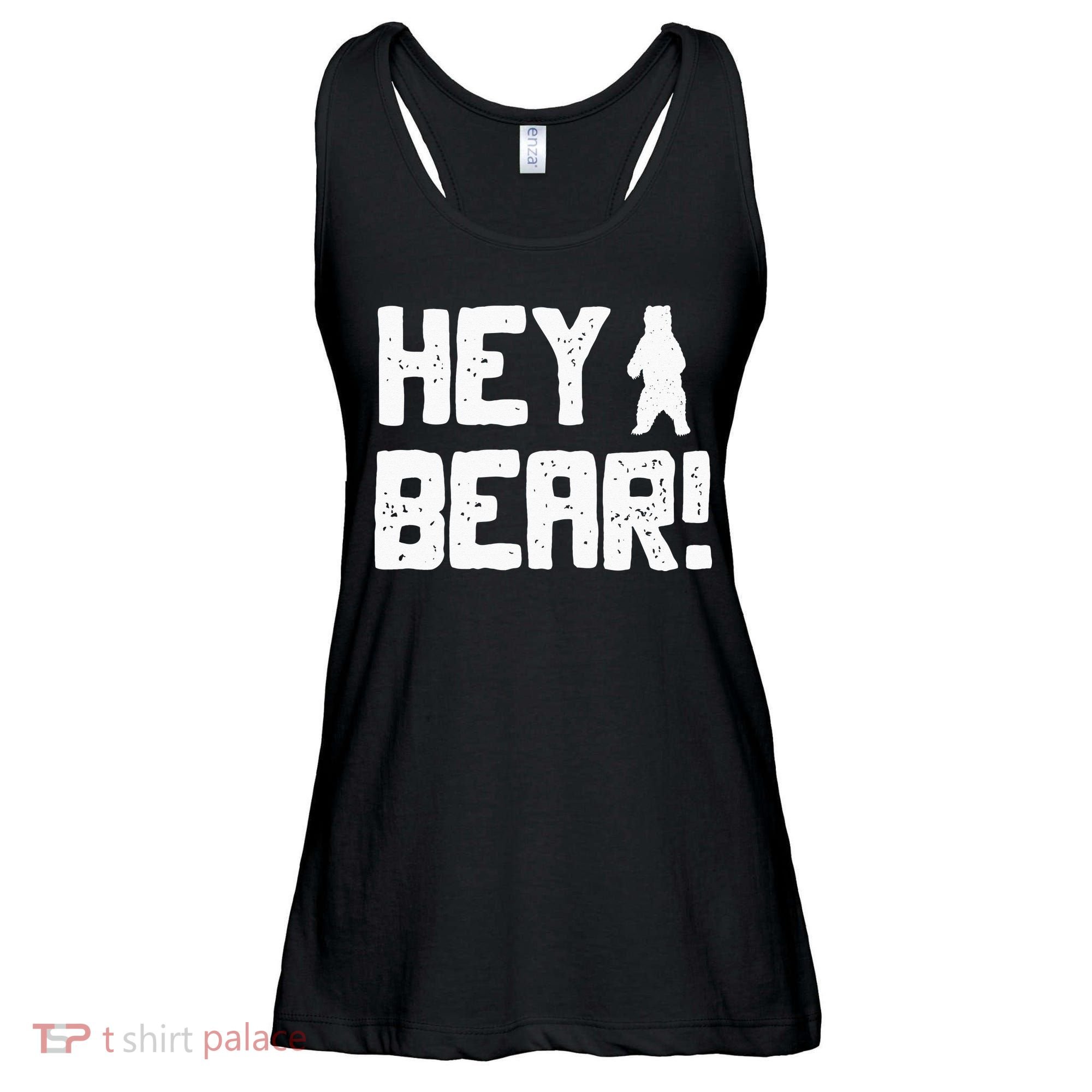 Hey Bear! Funny Hiking Outdoors Black Grizzly Bear Survival Ladies Essential Flowy Tank