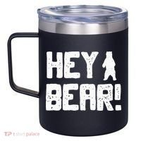 Hey Bear! Funny Hiking Outdoors Black Grizzly Bear Survival 12oz Stainless Steel Coffee Mug thumb 2
