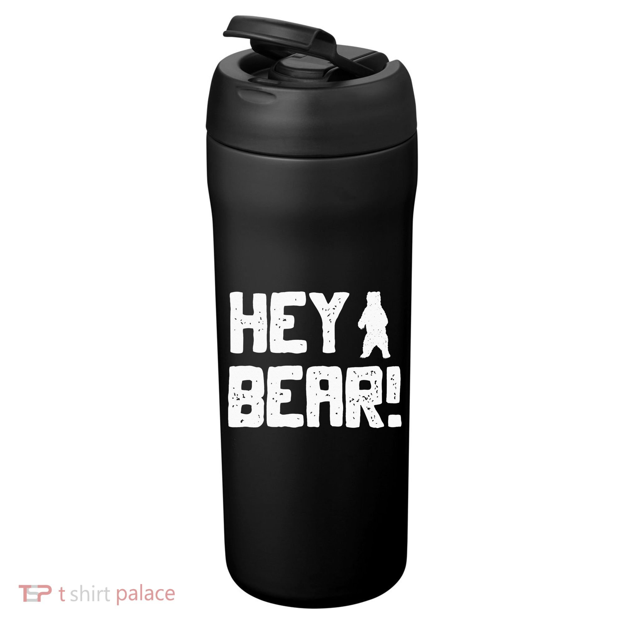 Hey Bear! Funny Hiking Outdoors Black Grizzly Bear Survival 24oz Duet Stainless Steel Tumbler