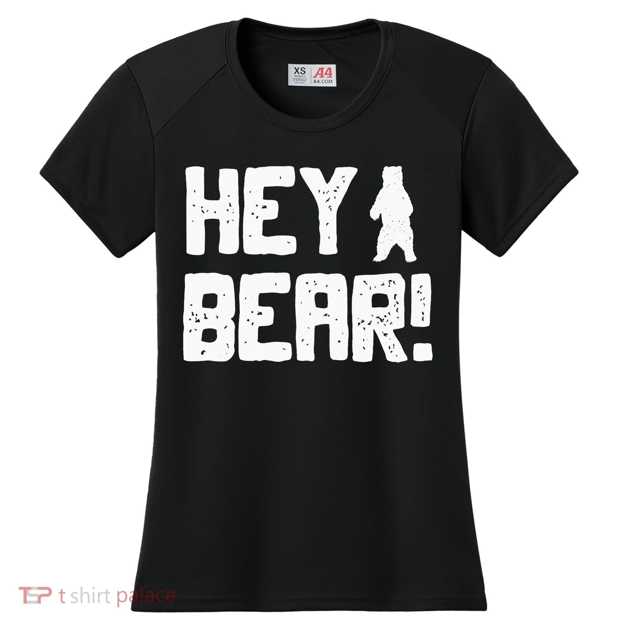 Hey Bear! Funny Hiking Outdoors Black Grizzly Bear Survival Women's Cooling Performance Crew T-Shirt