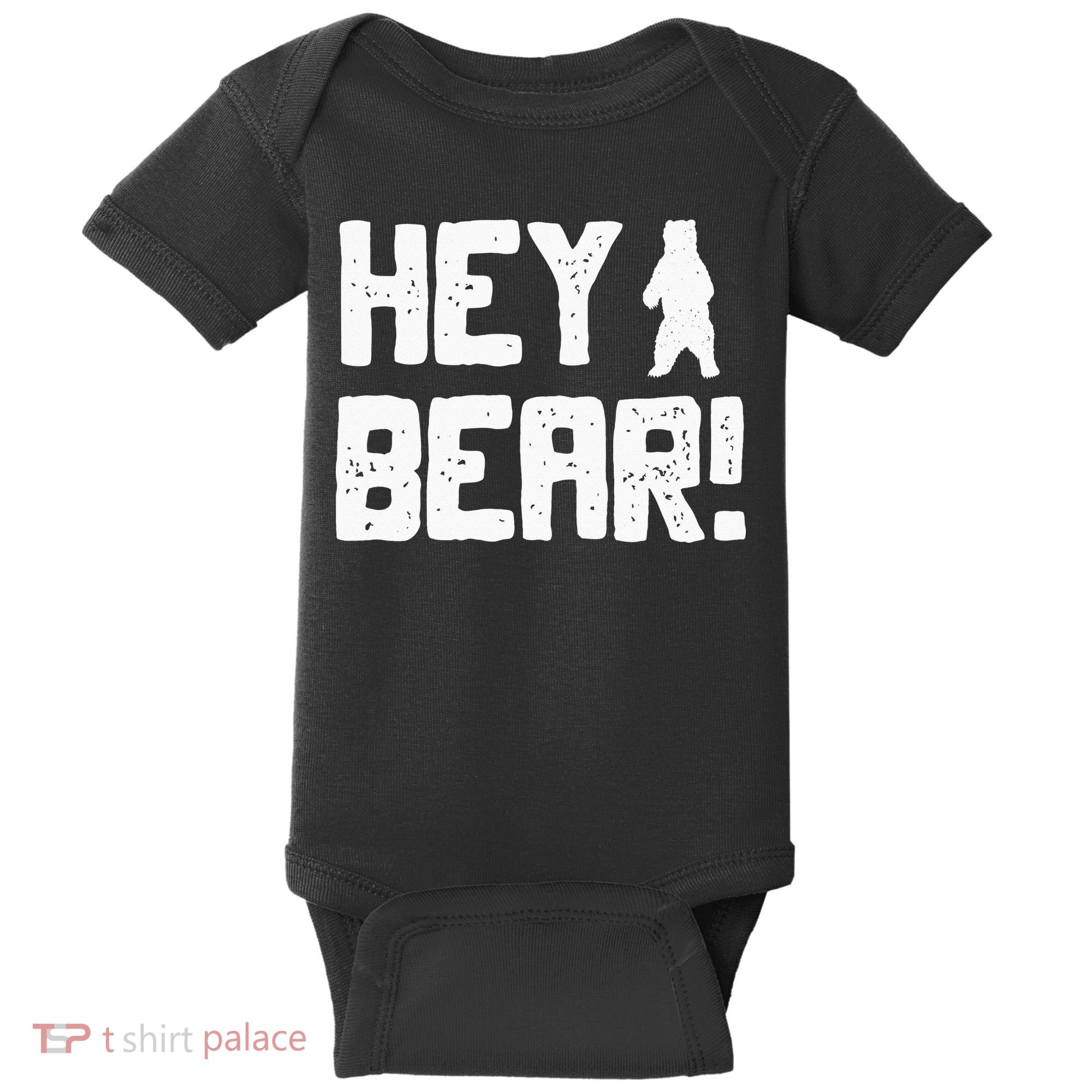 Hey Bear! Funny Hiking Outdoors Black Grizzly Bear Survival Baby Bodysuit