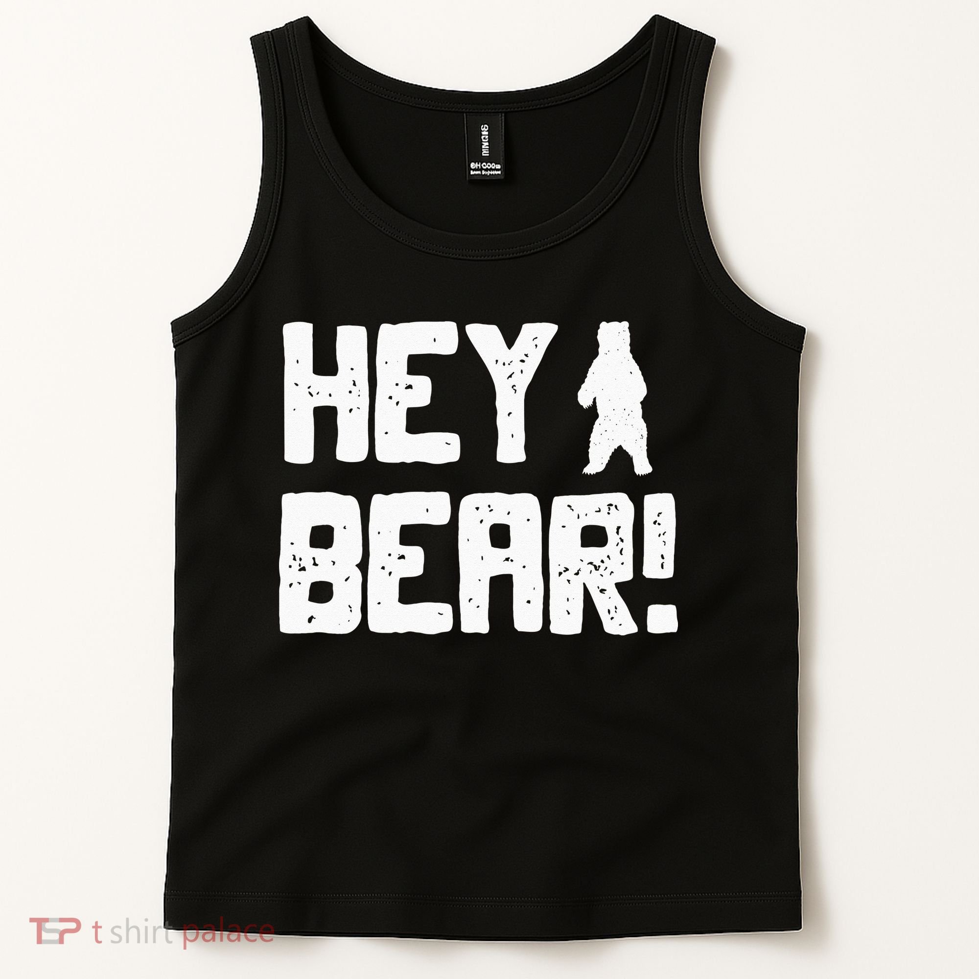Hey Bear! Funny Hiking Outdoors Black Grizzly Bear Survival Tank Top