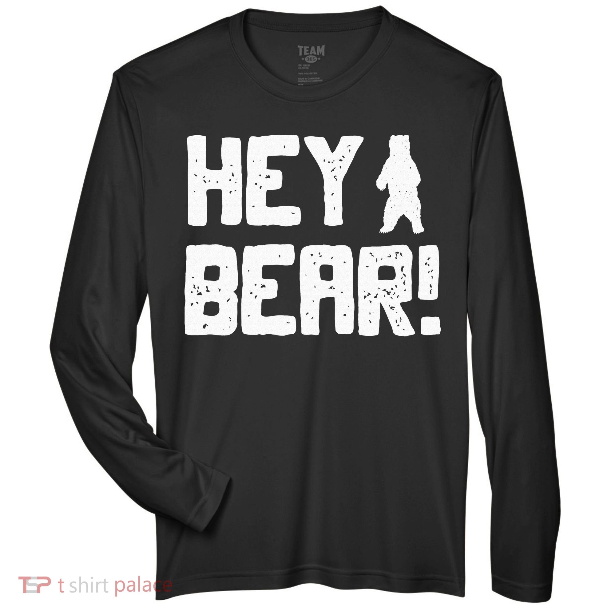 Hey Bear! Funny Hiking Outdoors Black Grizzly Bear Survival Zone Performance Long-Sleeve T-Shirt