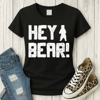 Hey Bear! Funny Hiking Outdoors Black Grizzly Bear Survival Women's T-Shirt thumb 3