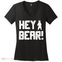 Hey Bear! Funny Hiking Outdoors Black Grizzly Bear Survival Women's V-Neck T-Shirt thumb 0