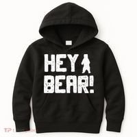 Hey Bear! Funny Hiking Outdoors Black Grizzly Bear Survival Kids Hoodie thumb 0