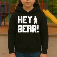 Hey Bear! Funny Hiking Outdoors Black Grizzly Bear Survival Kids Hoodie thumb 3