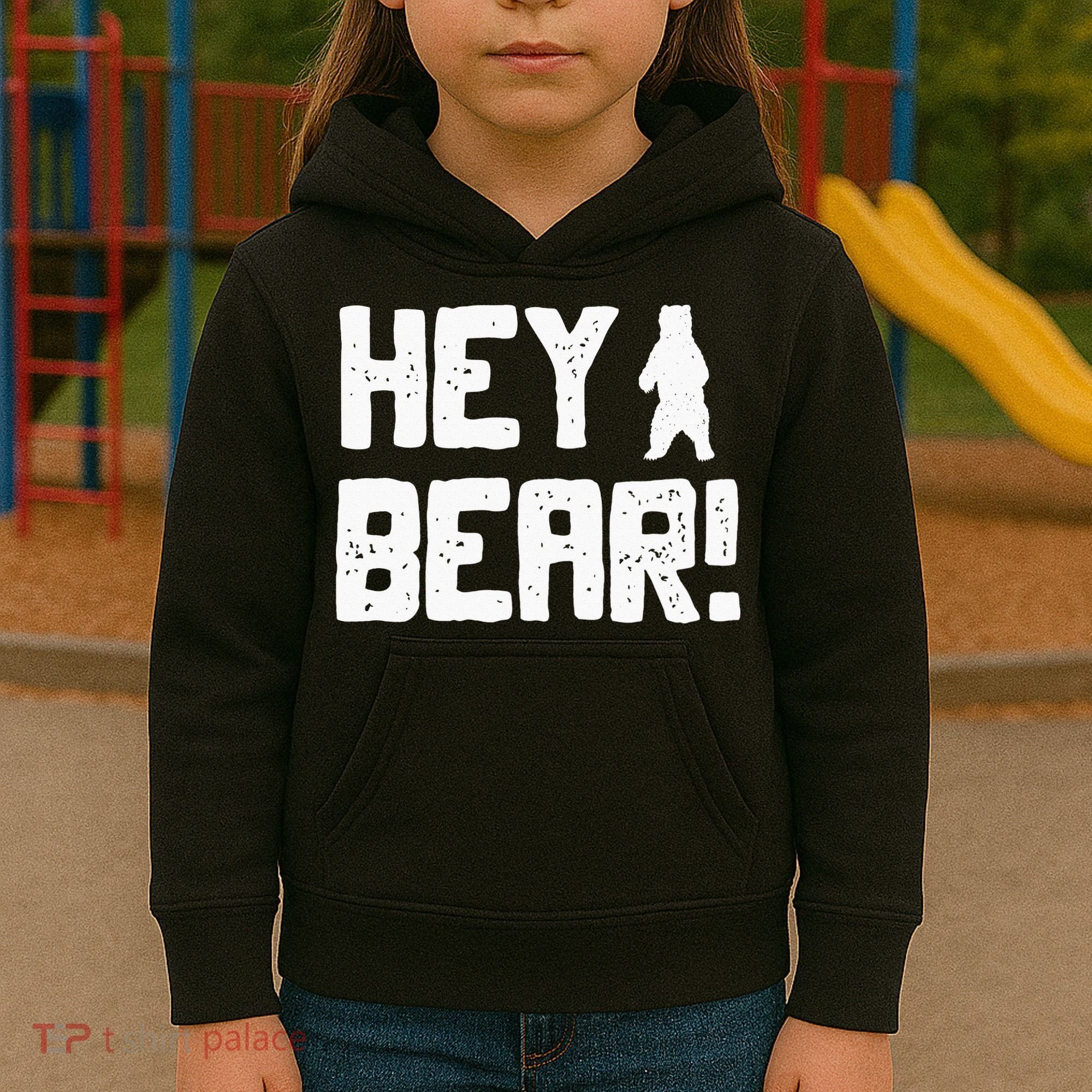 Hey Bear! Funny Hiking Outdoors Black Grizzly Bear Survival Kids Hoodie