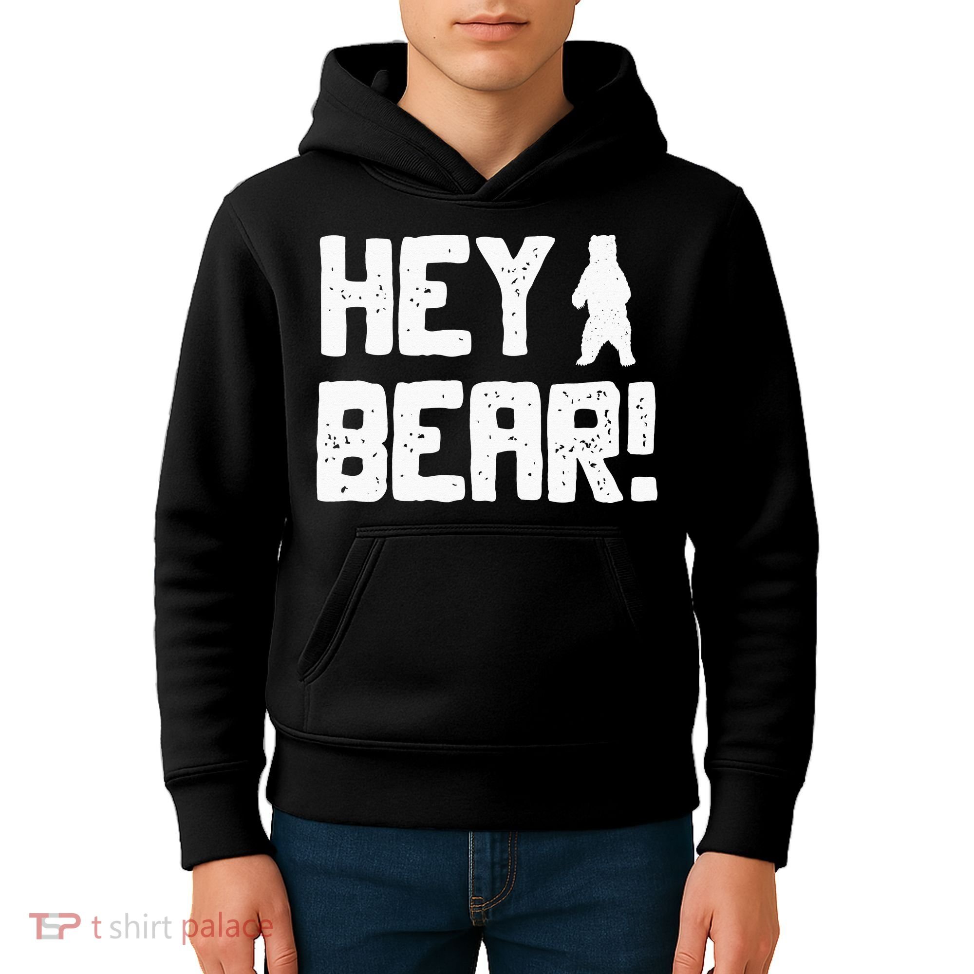 Hey Bear! Funny Hiking Outdoors Black Grizzly Bear Survival Kids Hoodie