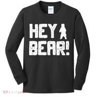 Hey Bear! Funny Hiking Outdoors Black Grizzly Bear Survival Kids Long Sleeve Shirt thumb 0