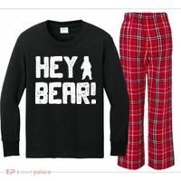 Hey Bear! Funny Hiking Outdoors Black Grizzly Bear Survival Kids Long Sleeve Plaid Pajama Set thumb 0
