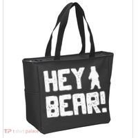 Hey Bear! Funny Hiking Outdoors Black Grizzly Bear Survival Tote Bag thumb 2