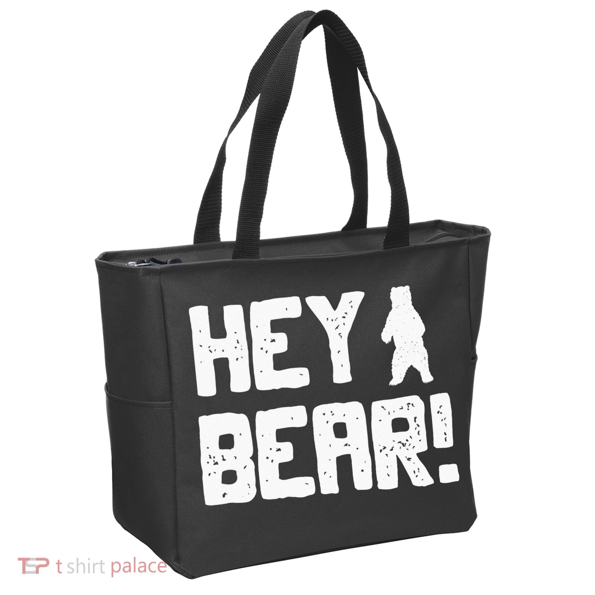 Hey Bear! Funny Hiking Outdoors Black Grizzly Bear Survival Tote Bag