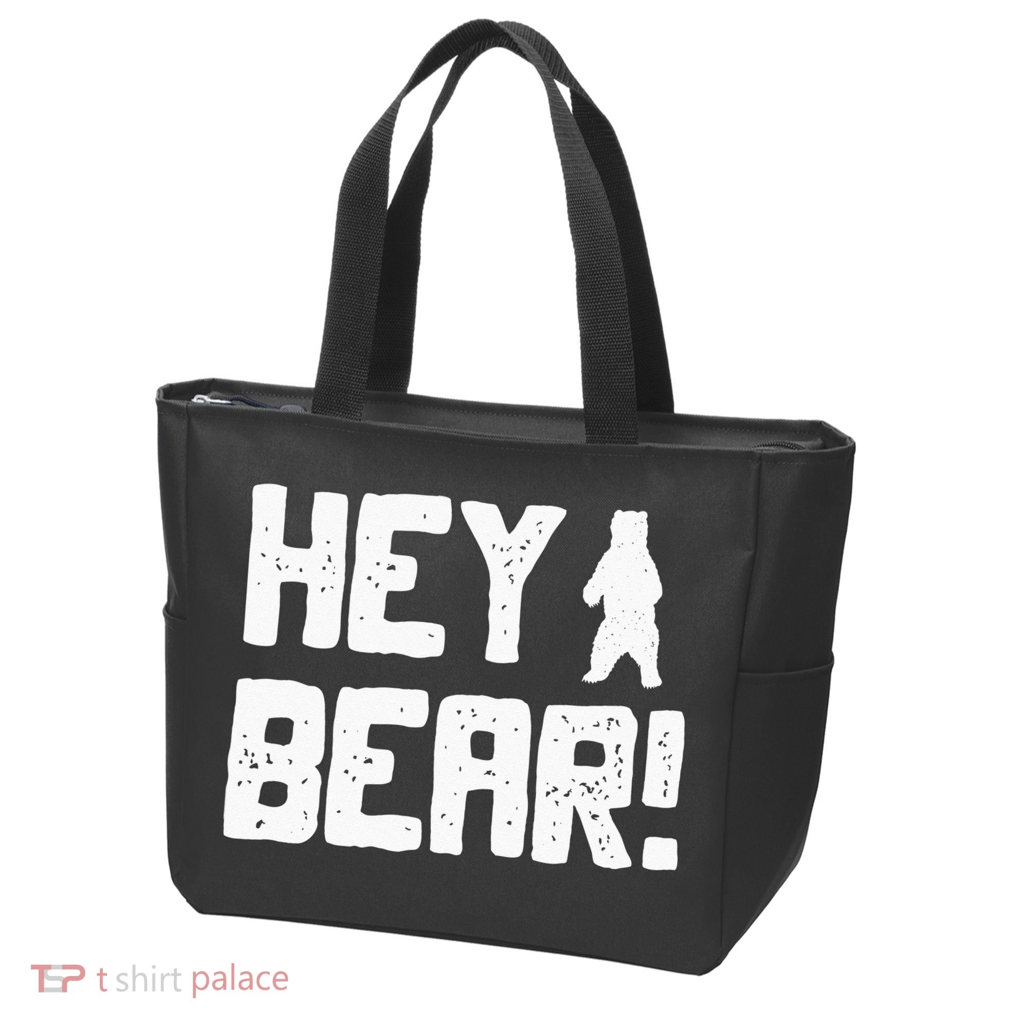 Hey Bear! Funny Hiking Outdoors Black Grizzly Bear Survival Tote Bag