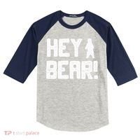 Hey Bear! Funny Hiking Outdoors Black Grizzly Bear Survival Kids Colorblock Raglan Jersey thumb 0