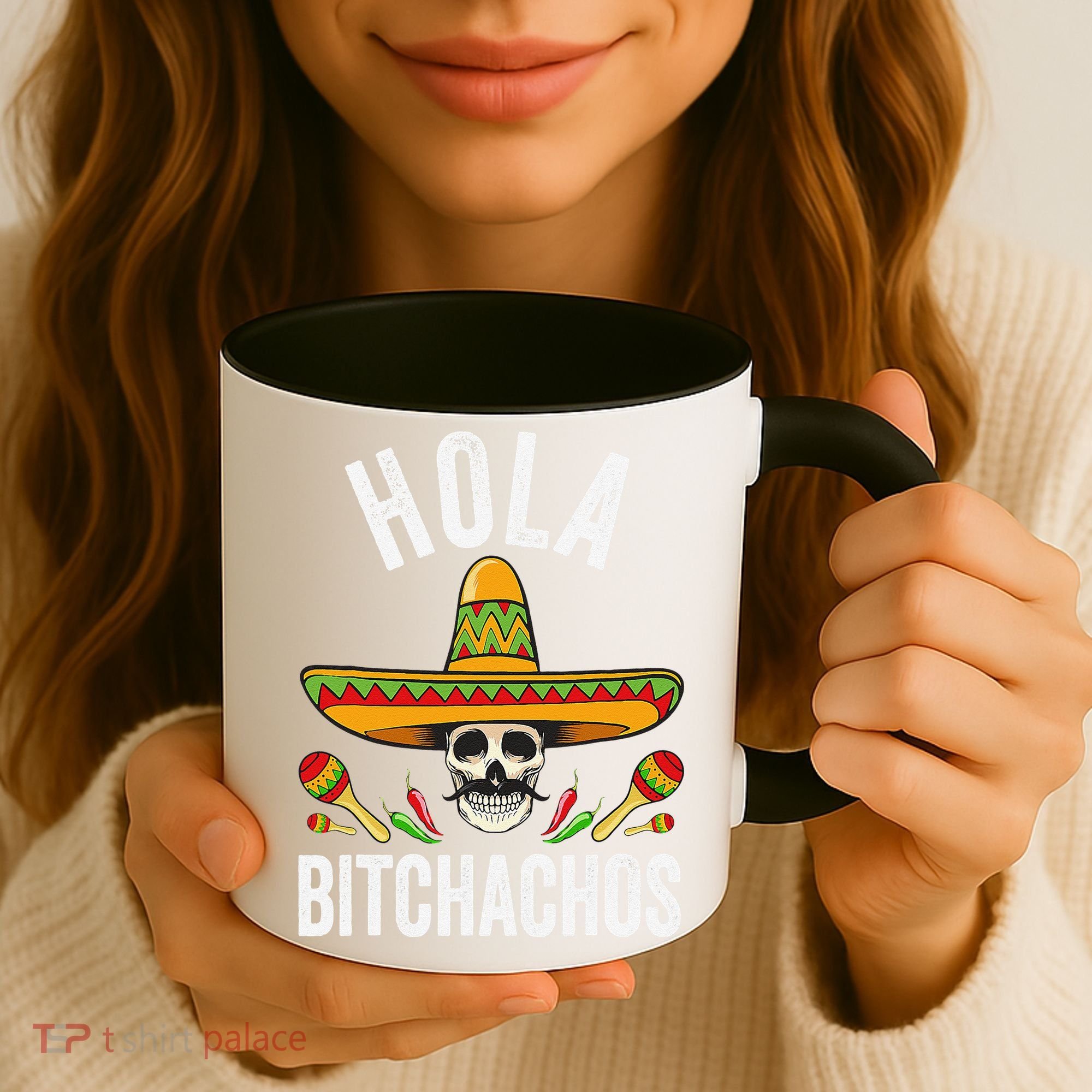 Hola Bitchachos Funny Mexican Skull Cinco De Mayo Coffee Mug