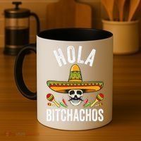 Hola Bitchachos Funny Mexican Skull Cinco De Mayo Coffee Mug thumb 4