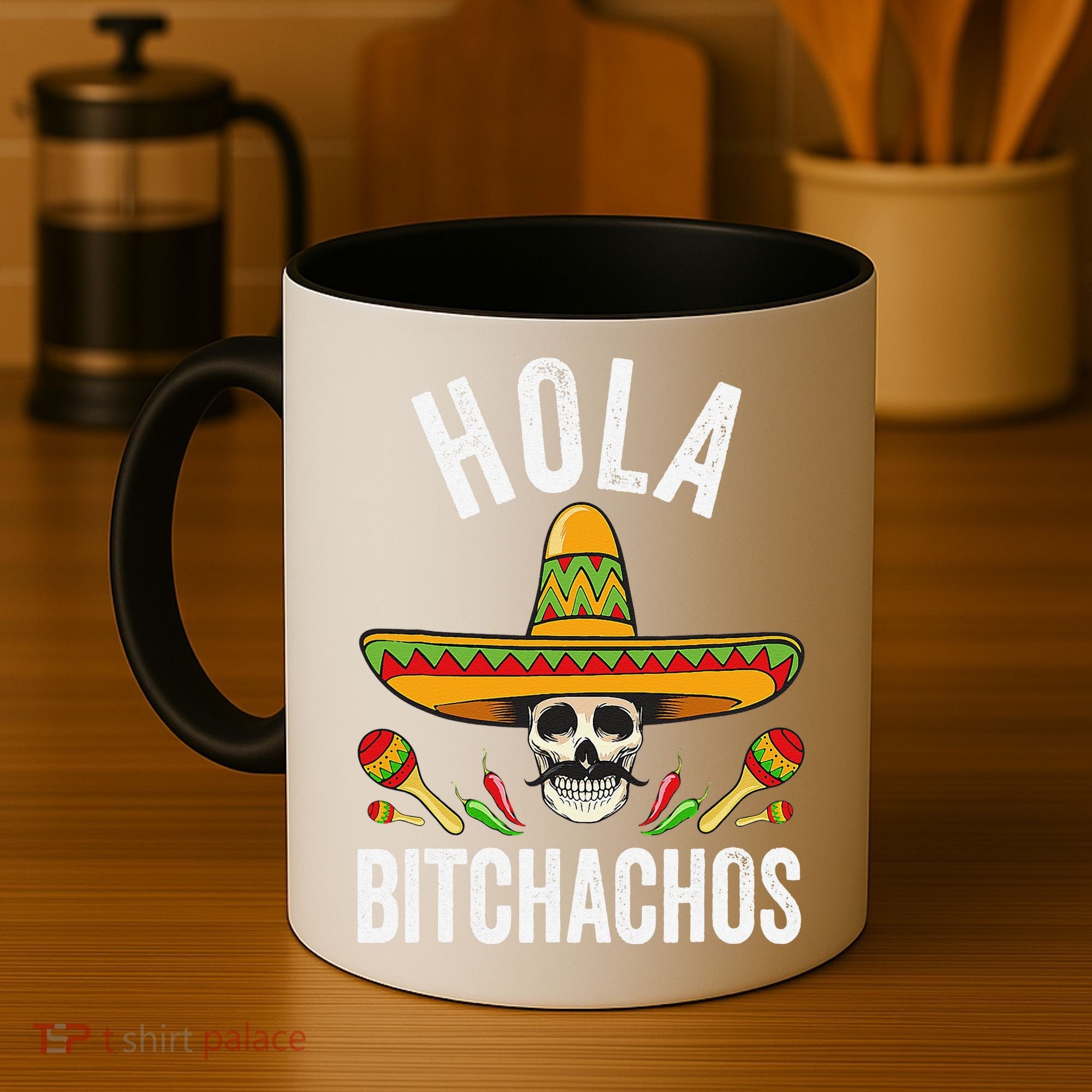 Hola Bitchachos Funny Mexican Skull Cinco De Mayo Coffee Mug