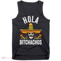 Hola Bitchachos Funny Mexican Skull Cinco De Mayo Tank Top thumb 0