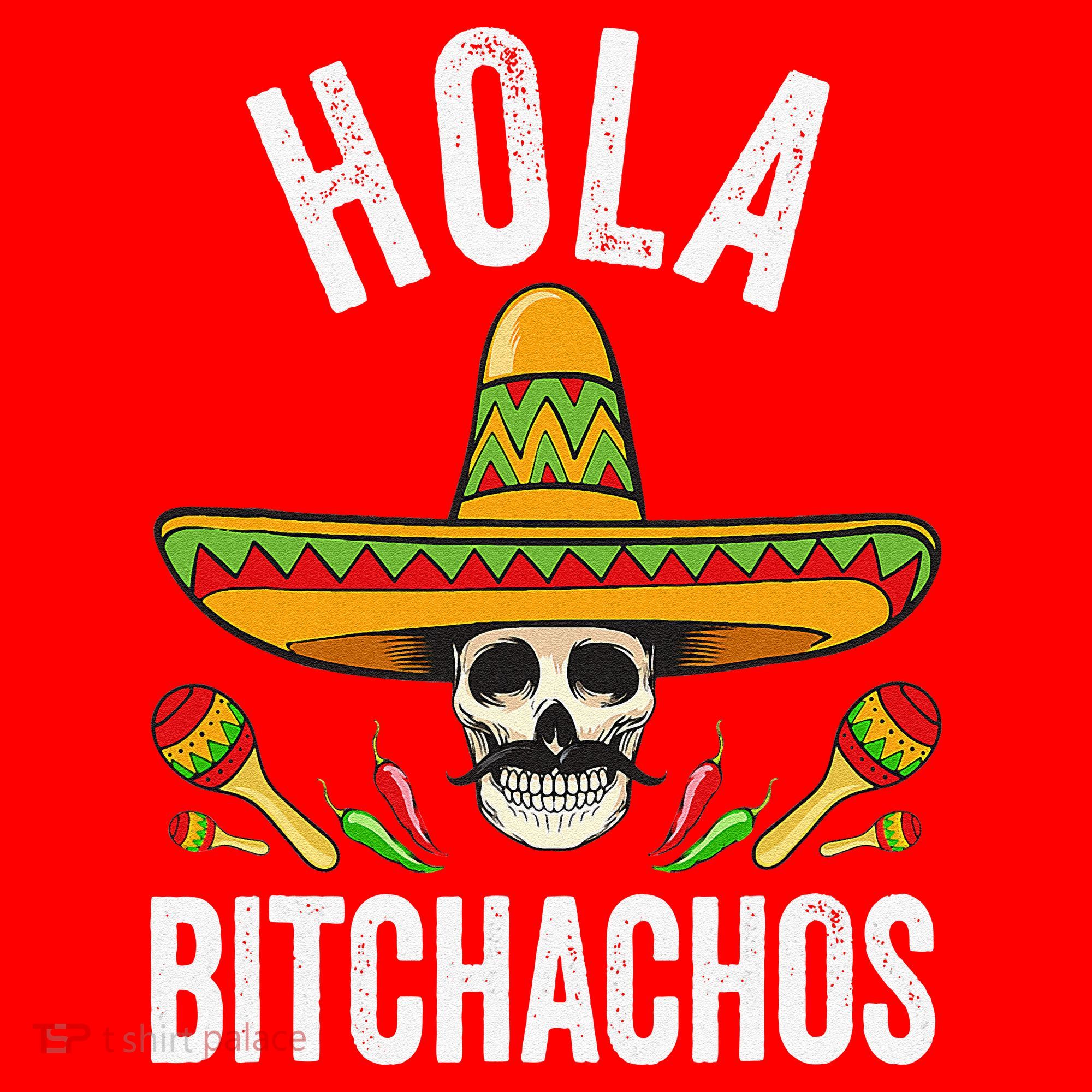 Hola Bitchachos Funny Mexican Skull Cinco De Mayo Santa Hat