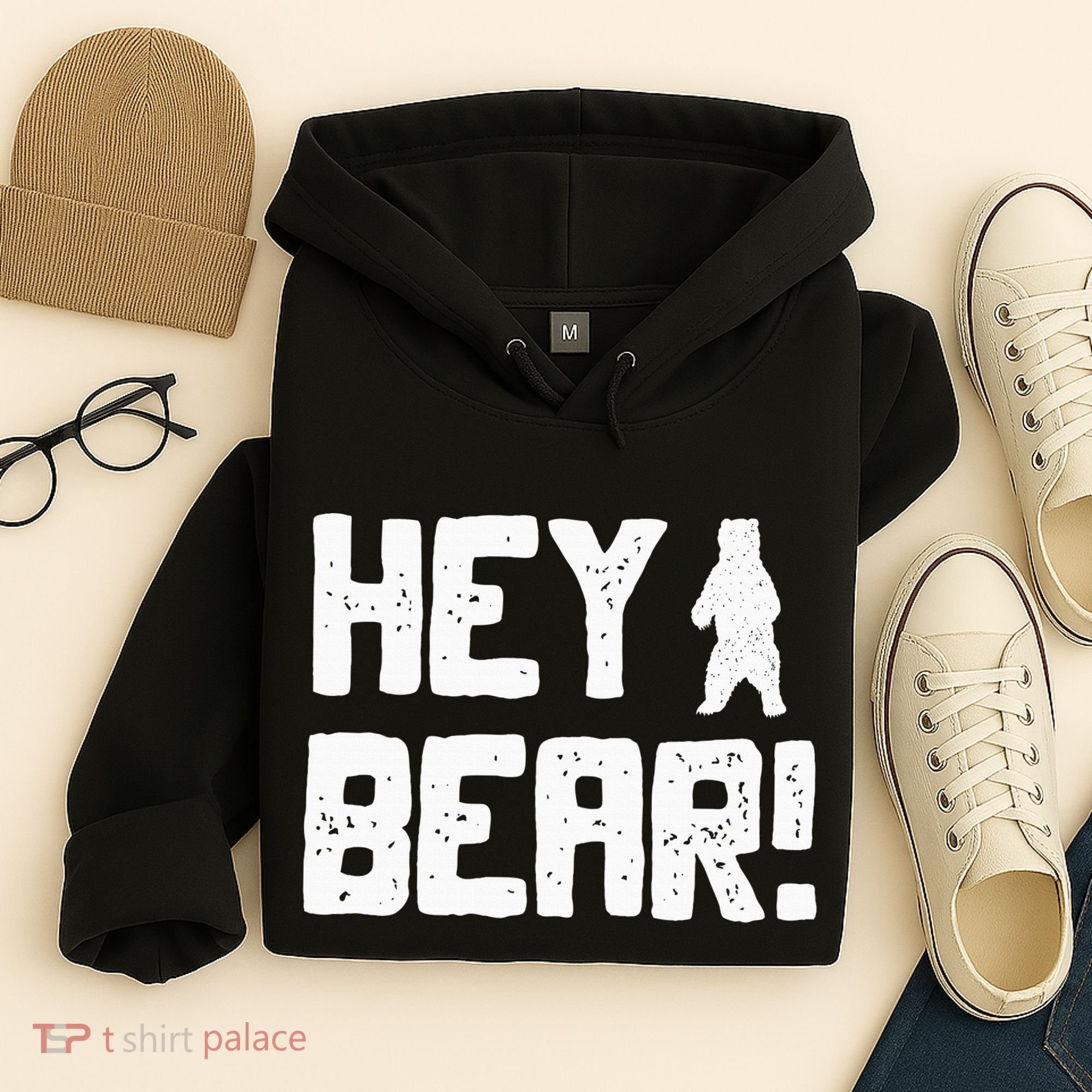 Hey Bear! Funny Hiking Outdoors Black Grizzly Bear Survival Hoodie