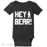 Hey Bear! Funny Hiking Outdoors Black Grizzly Bear Survival Baby Bodysuit thumb 0