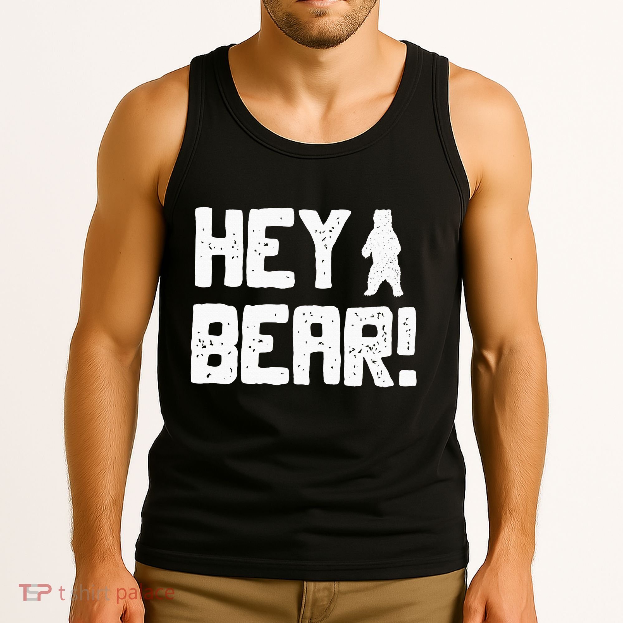 Hey Bear! Funny Hiking Outdoors Black Grizzly Bear Survival Tank Top