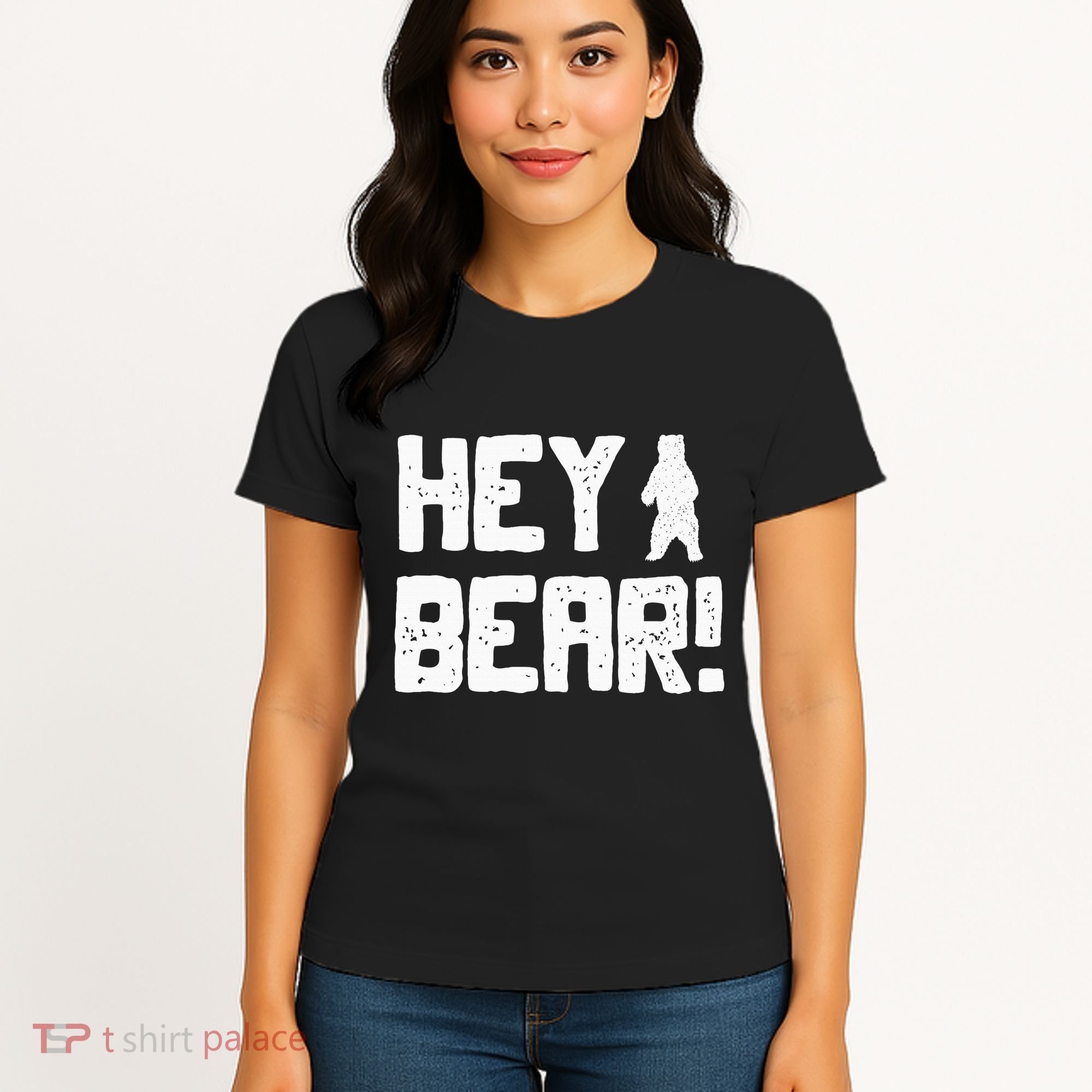 Hey Bear! Funny Hiking Outdoors Black Grizzly Bear Survival Women's T-Shirt