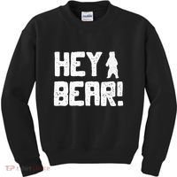 Hey Bear! Funny Hiking Outdoors Black Grizzly Bear Survival Kids Sweatshirt thumb 0